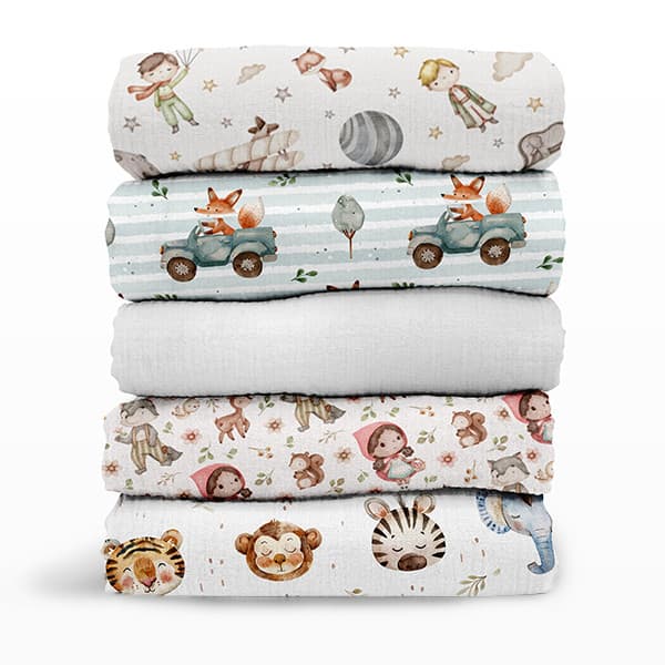 Tecido Fralda Estampada 60x70 Lisos e Estampados Patchwork Pano Enxoval Bebê Criança DIY Artesanato