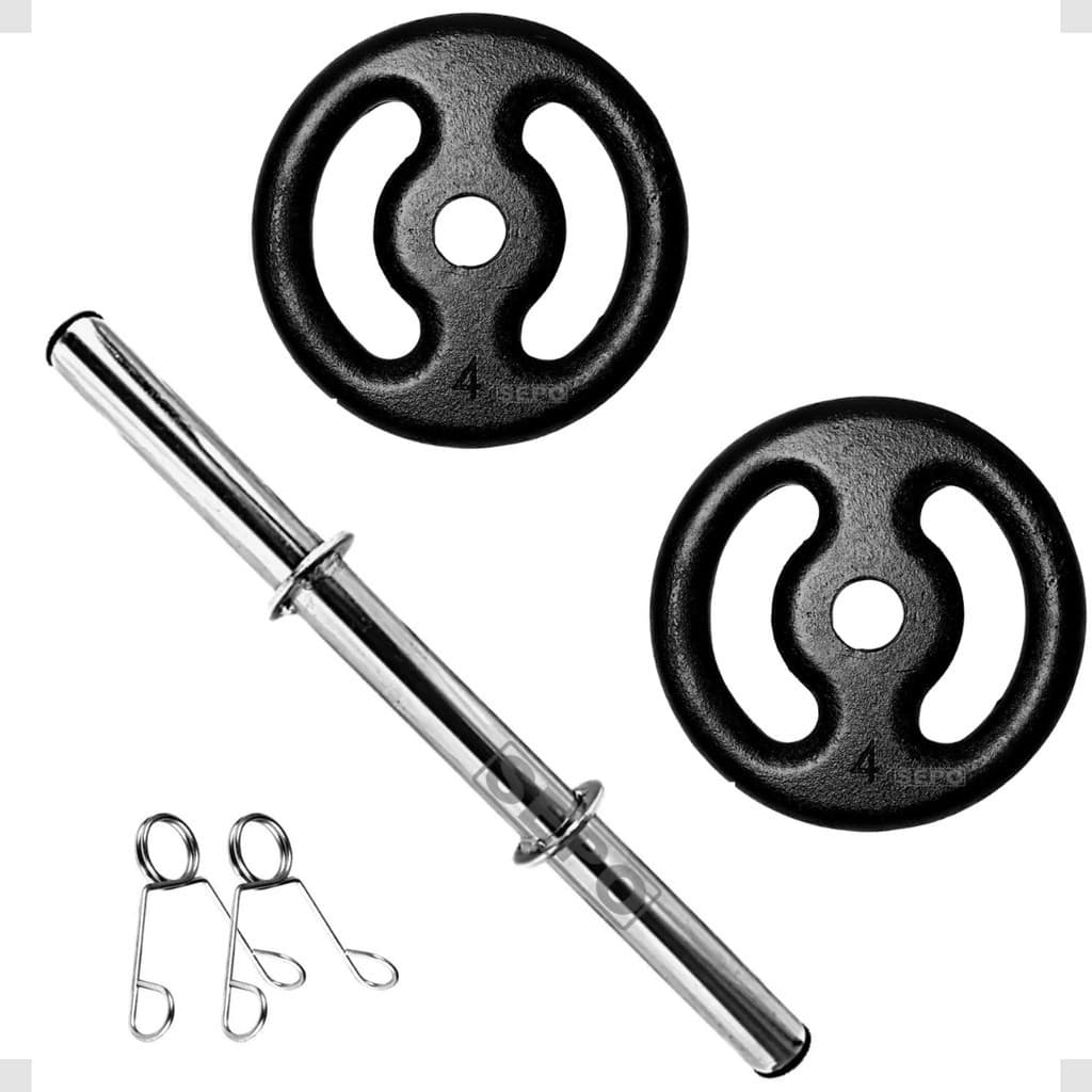 Kit Anilhas 4Kg 2 Un com Barra 40Cm Ferro Treino Musculação