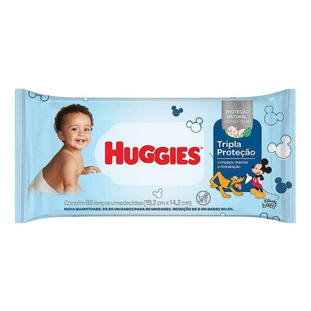 LENÇOS UMEDECIDOS HUGGIES TRIPLA PROTEÇÃO COM 88 UNIDADES