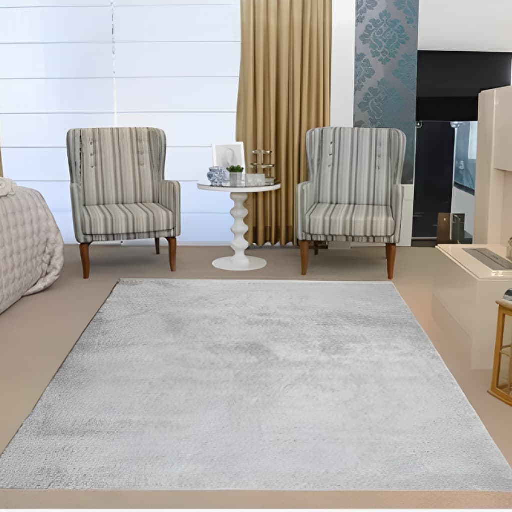 Tapete Sala Quarto Antiderrapante Macio Apolo Felpudo Pelo Baixo 200 x 250 Prata