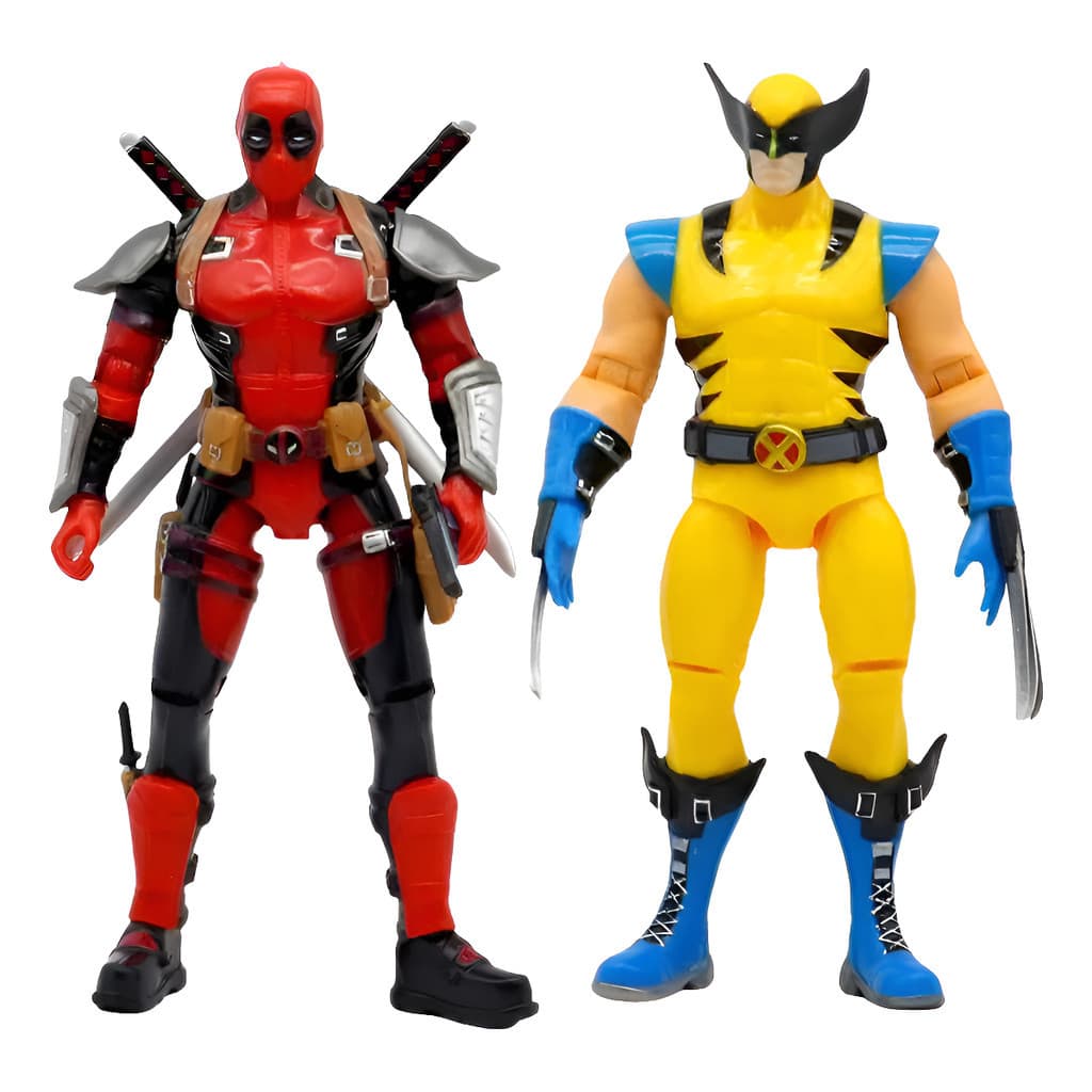 Kit 2 Bonecos Deadpool & Wolverine Articulados Filme Novo articulados luz led