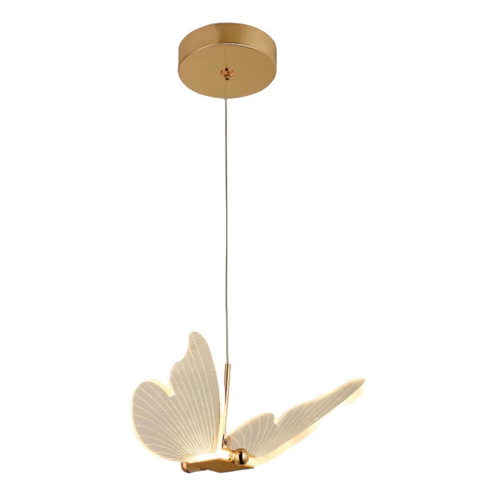 Pendente Borboleta Led Luminária Dourado Moderno Quarto Lavabo Branco Quente Equipe Led