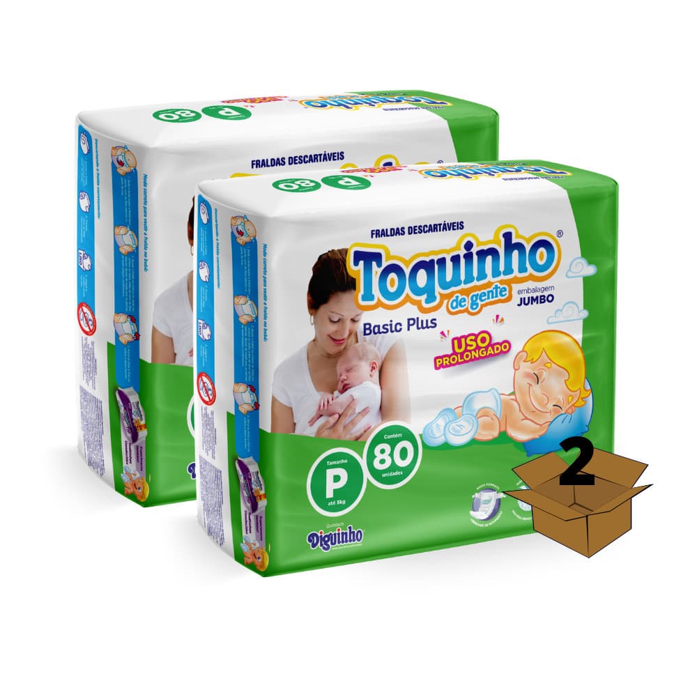 Fralda Infantil com toque de algodão kit 2 pacotes P 160 fraldas