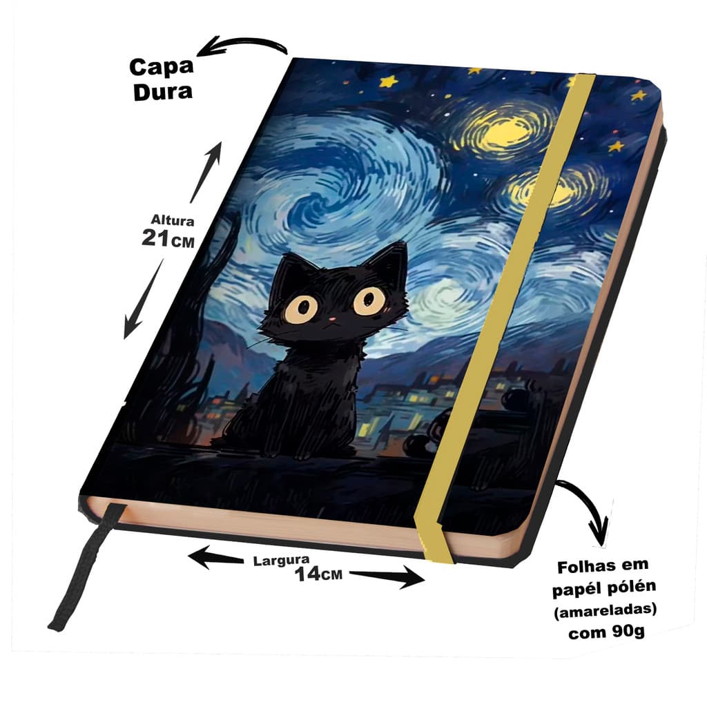 Caderno Sketchbook A5 capa dura caderno de desenho Gatos de arte