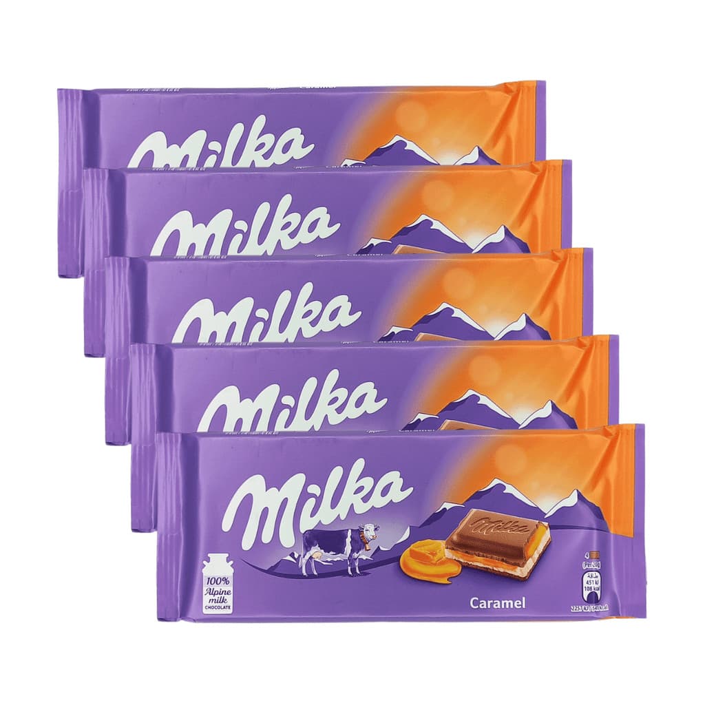 Kit 5 Chocolate Milka Caramelo e Creme Importado