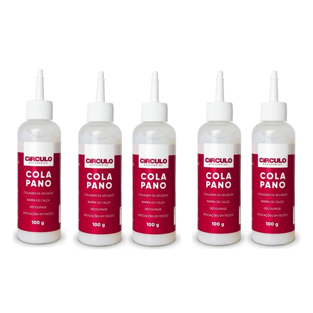 Cola de Pano Tecido 100g 403024 - Círculo | Fixação Resistente para Patchwork e Bordados 5 Unidades