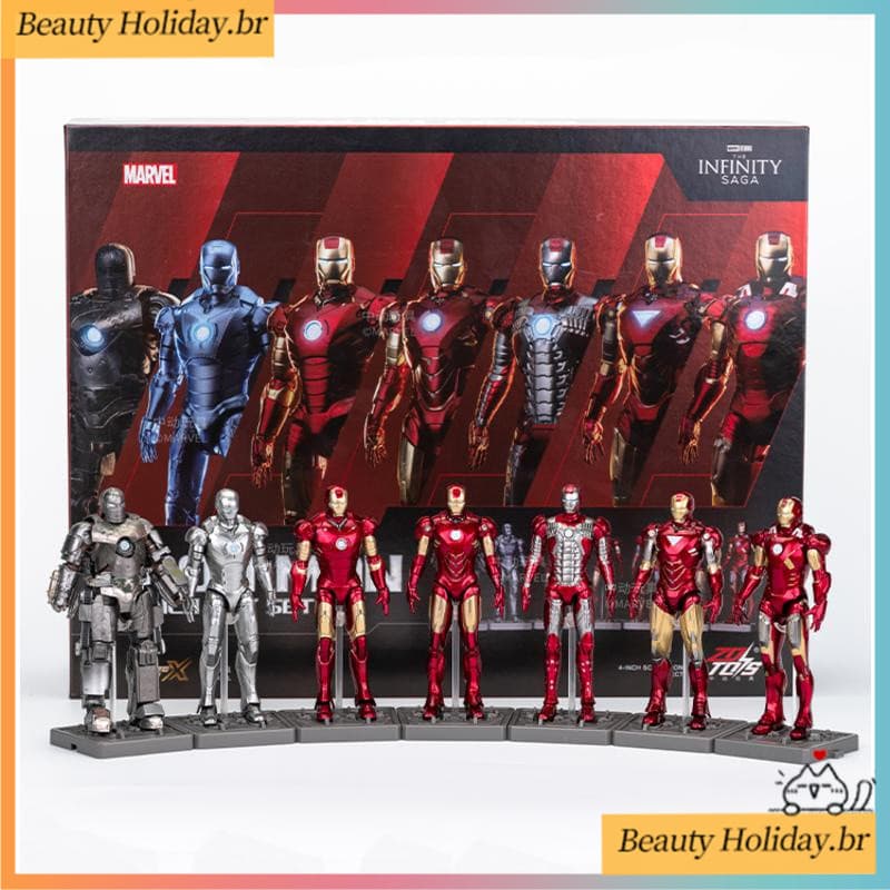 10cm Brinquedo ZD Homem De Ferro Mark 1 , 2 , 3-7 Vingador Toy Marvel 10o Aniversário Articulado Action Figure doll