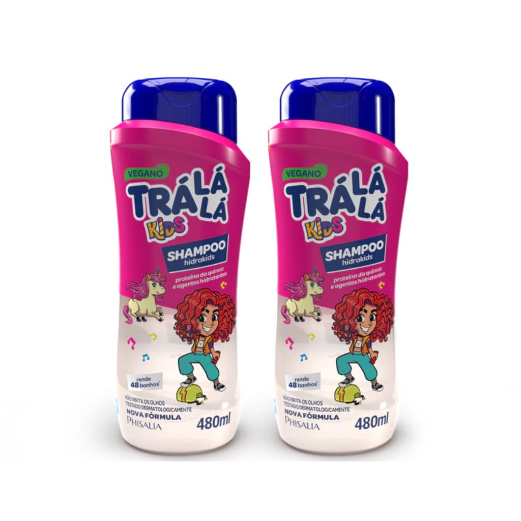 Kit 2 Shampoos Hidratante Infantil 480ml Trá Lá Lá Kids