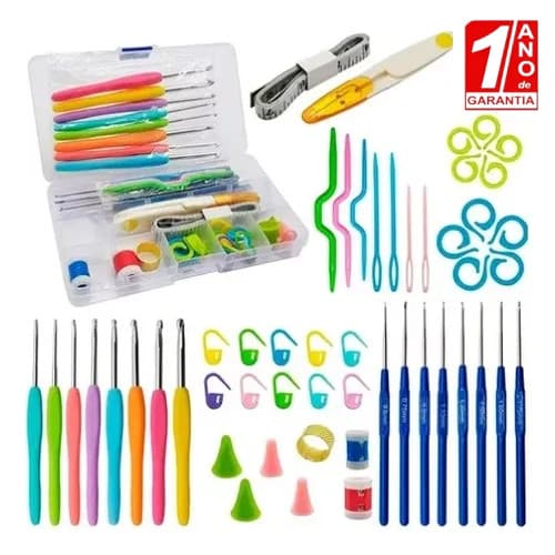 Kit Crochê  com 16 Agulhas e Acessórios Para Fazer Amigurumi e Crochê