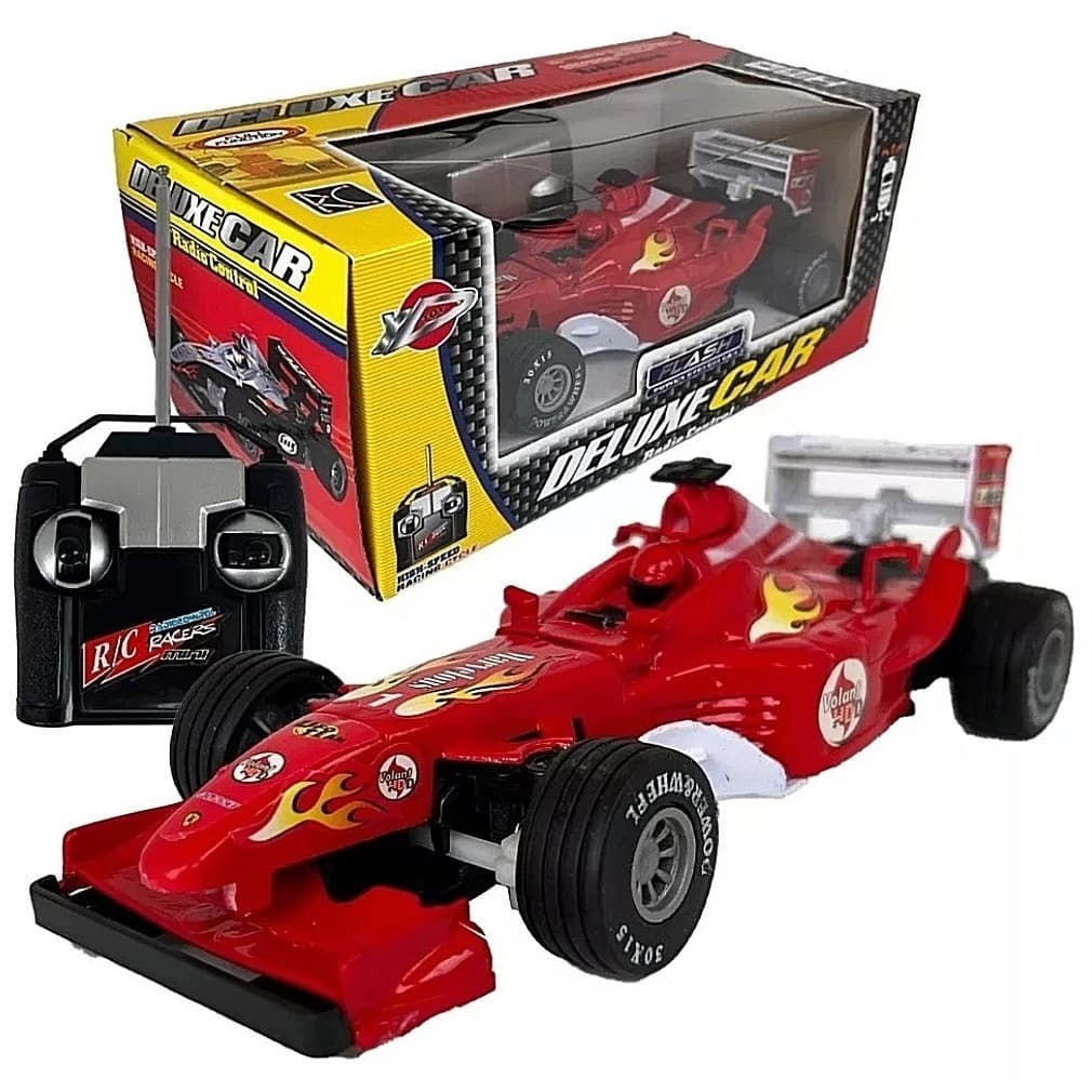 Carrinho de Brinquedo Corrida Fórmula 1 com Controle Remoto Deluxe Car F1 Vermelho Ferrari