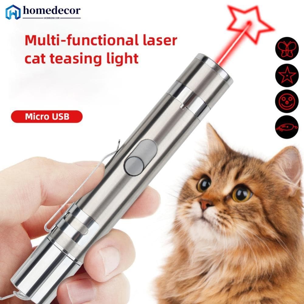 HOMEDECOR 3 Em 1 USB Interativo Recarregável Laser De Ponto Vermelho Toy Funny Cat Pointer De Visão Caneta B6E9