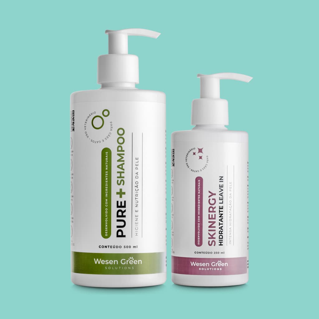 Pure+ Shampoo 500ml + Skinergy Hidratante 250ml | Kit Natural para Cães e Gatos | Alívio da Coceira & Pele Saudável
