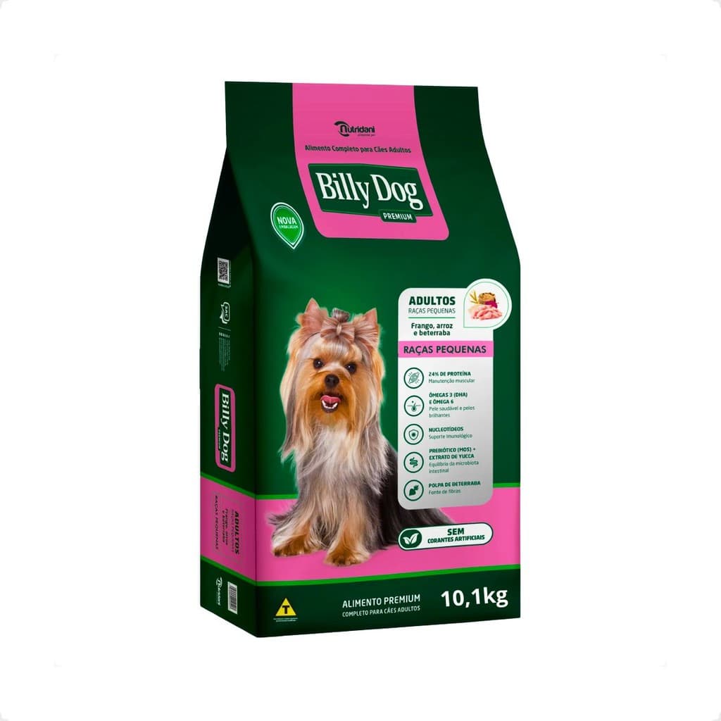 Ração Billy Dog Pequenas Raças Adultos 10,1kg Frango Arroz