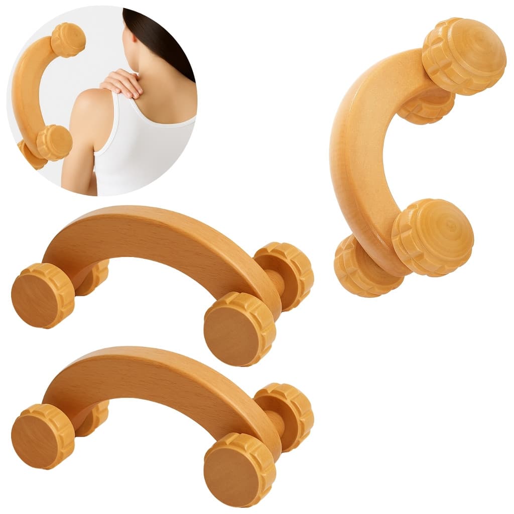 Kit 2 Massageadores de Madeira Rodinhas Para Alívio Muscular