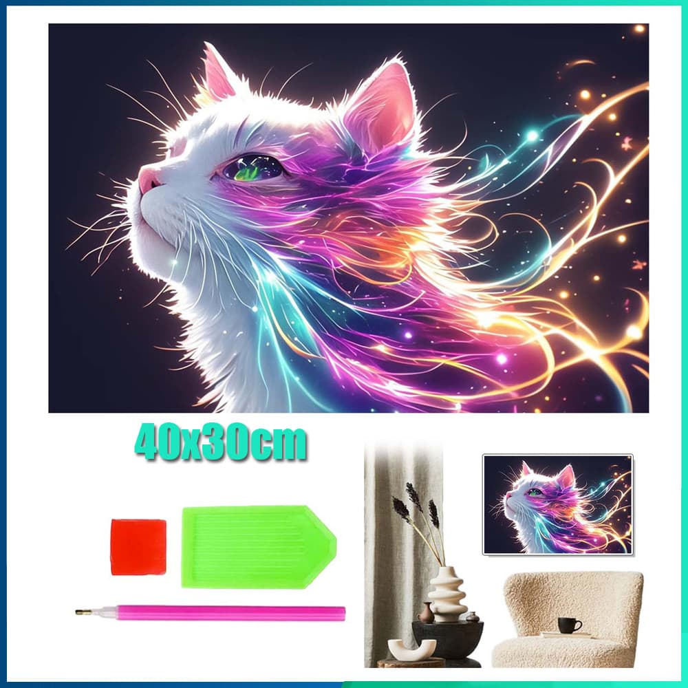 Quadrado Pintura Diamante 5D Pintura de Diamante Pintura DIY 5D Diamante 40x30cm Gatos coloridos