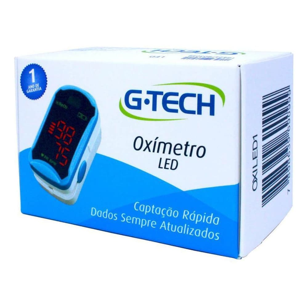Oxímetro de pulso para dedo Medidor de Saturação G-Tech LED branco/azul Portátil