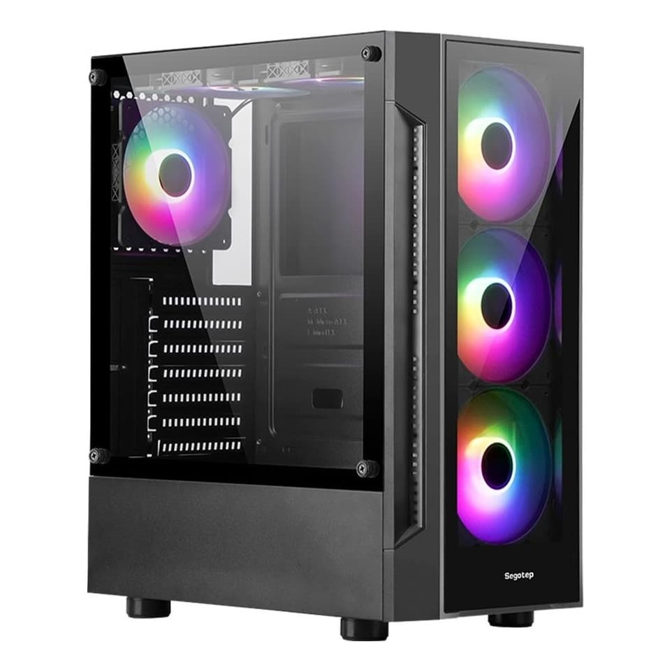Gabinete Gamer Segotep Flexi 5 Mid Tower ATX Lateral Vidro Temperado Black - Design Moderno Alta Performance Gamer