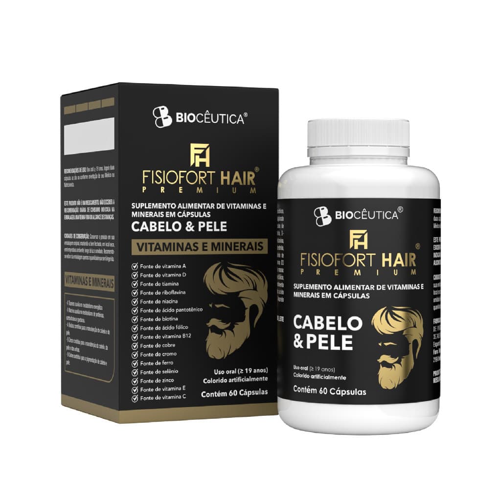 Fisiofort Hair Premium Suplemento Alimentar de Vitaminas e Minerais Com 60 Cápsulas