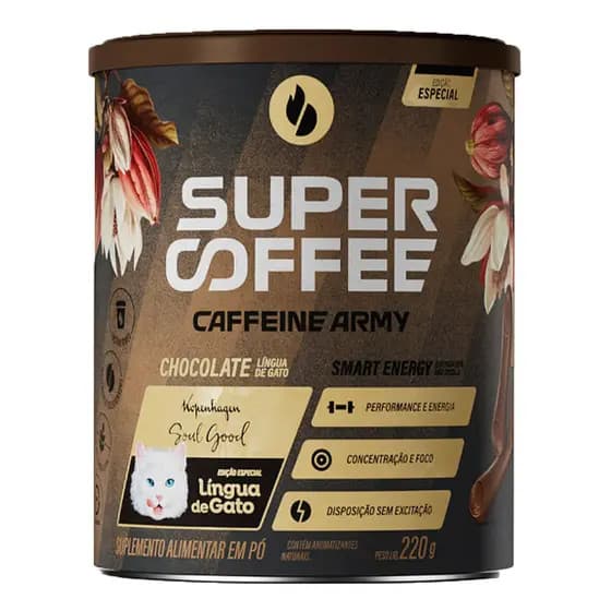 Super Coffee Sabor Chocolate Língua de Gato 220g Caffeine Army