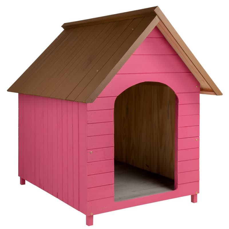 Casa Casinha De Cachorro em Madeira Pintada Grande N4 Cor Rosa
