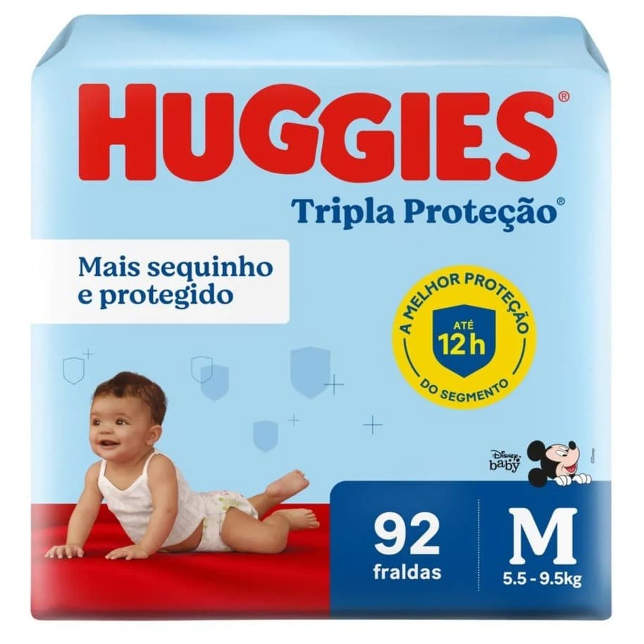 Fralda Huggies Tripla Proteção Disney Baby M 92 unidades