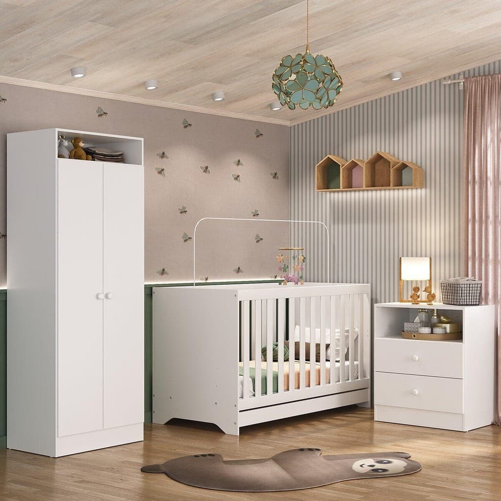 Quarto de Bebê Infantil Completo Encanto Multimóveis Branco