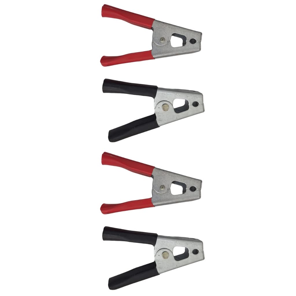 Kit 4 Garras Jacaré 50A para Cabo Bateria Chupeta 12V 24V Profissional Alta Resistência
