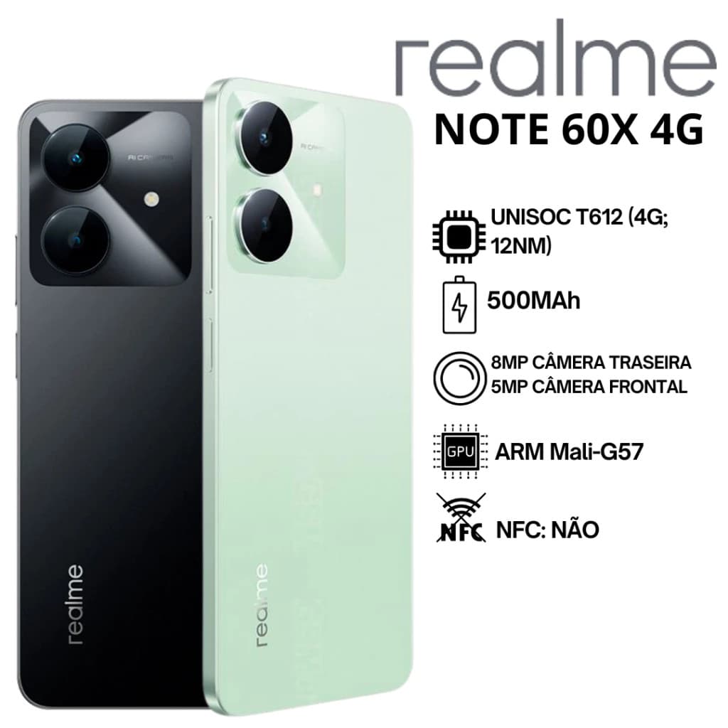 Smartphone Realme Note 60X Dual Sim Versão Global (COM CAPINHA E PELÍCULA)