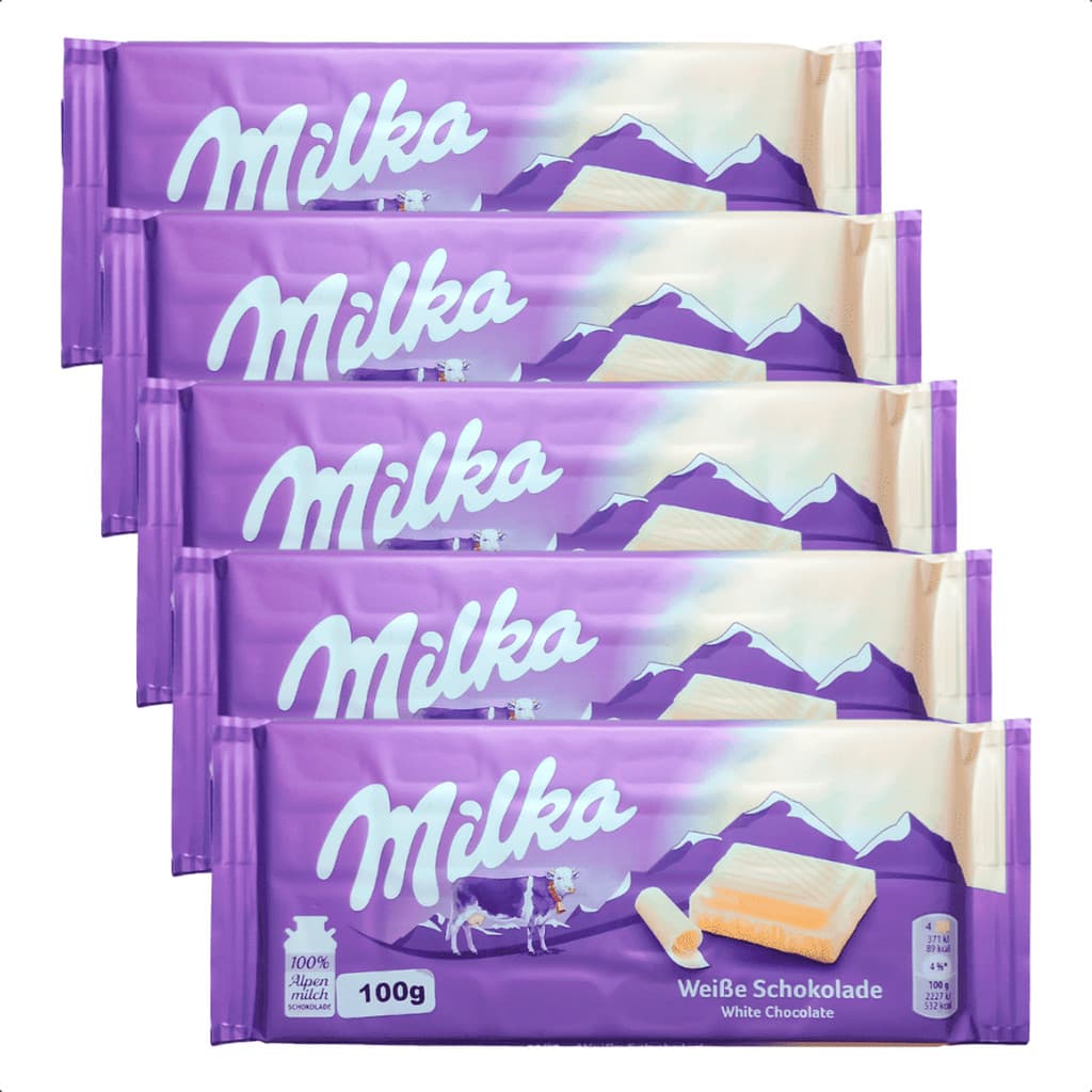 Kit 5 Chocolates Milka Alpine White 90g Importados