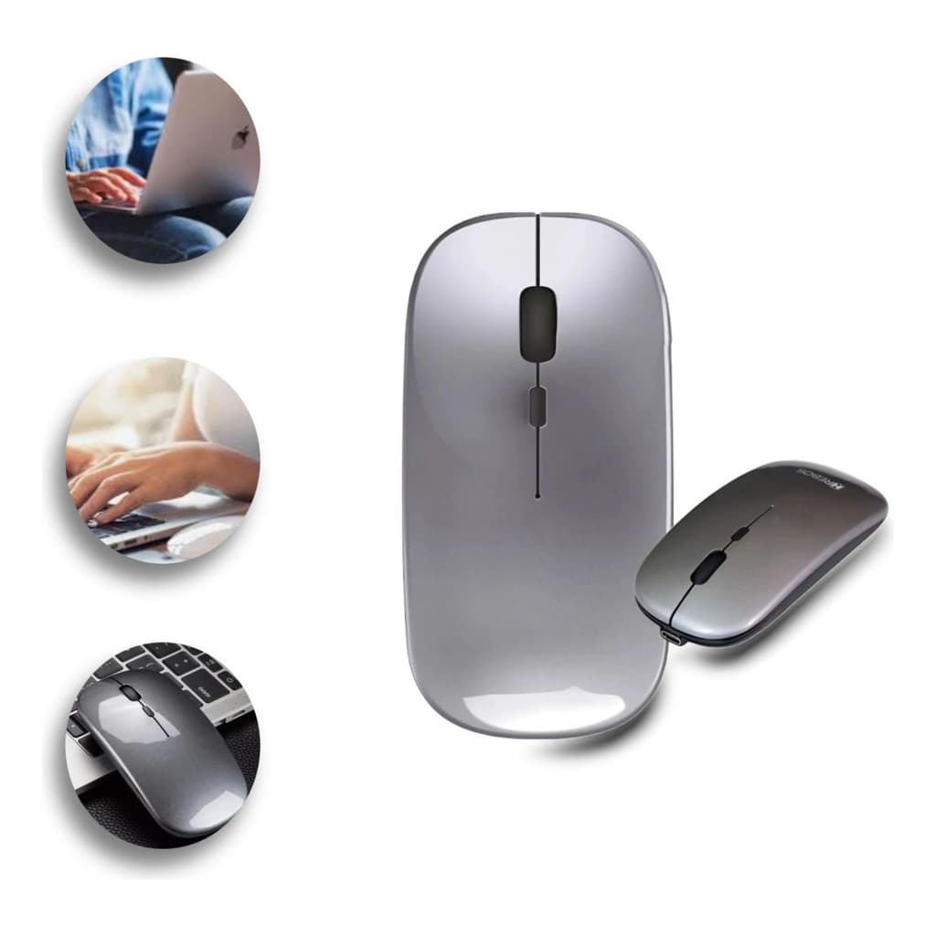 Mouse Sem Fio Slim Recarregável Bluetooth e USB Silencioso MacBook Air e Pro Com Design Sofisticado