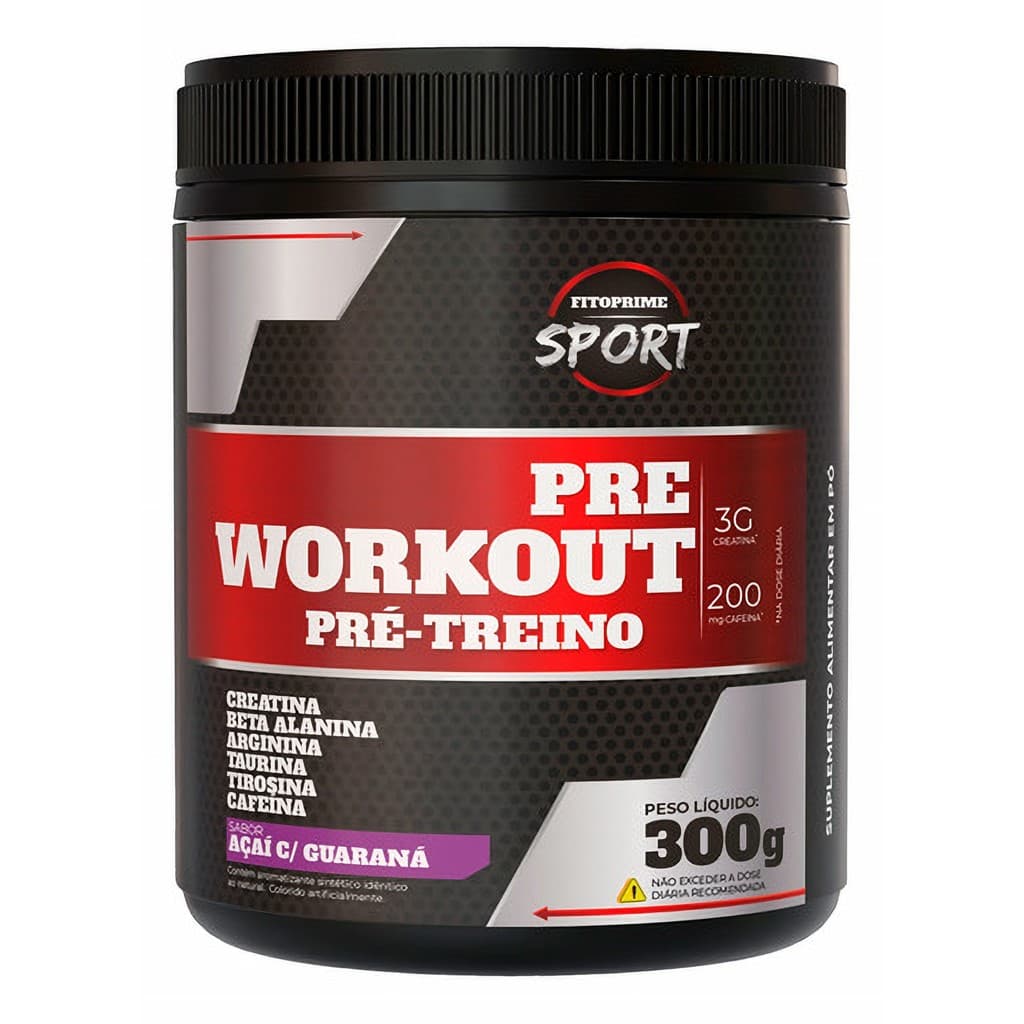 Pré-treino Energético 300g Creatina Arginina Beta Alanina Açaí com Guaraná