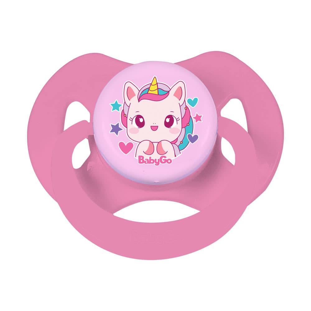 Chupeta T2 Unicórnio Menina Com Capuz e Bico de Silicone Ortodôntico +6 Meses BabyGo