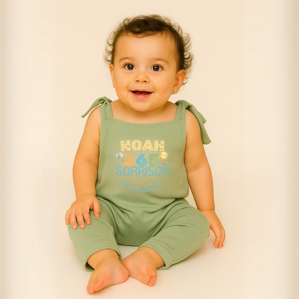 Roupa Infantil Personalizada Bebê Menino Menina Jardineira Roupa Aniversário 1 Ano 365 Sorrisos