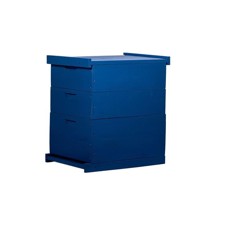 Caixa Para Abelhas Padrão Langstroth Em Eucalipto Com 2 Melgueiras Com Quadros Com Arame Cor Azul