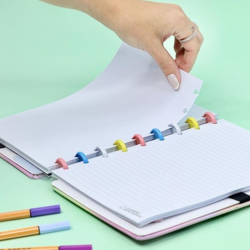 Refil Branco Personalizado Para Caderno Inteligente Disco 8/10/11 e A4 B5 A5 com 80 Folhas Pautada De Disco