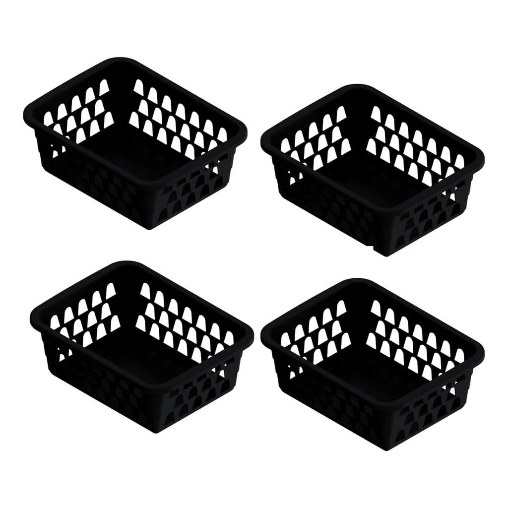 Kit 04 Cesto Organizador Multiuso Lavanderia Banheiro Preto 16x12x6cm
