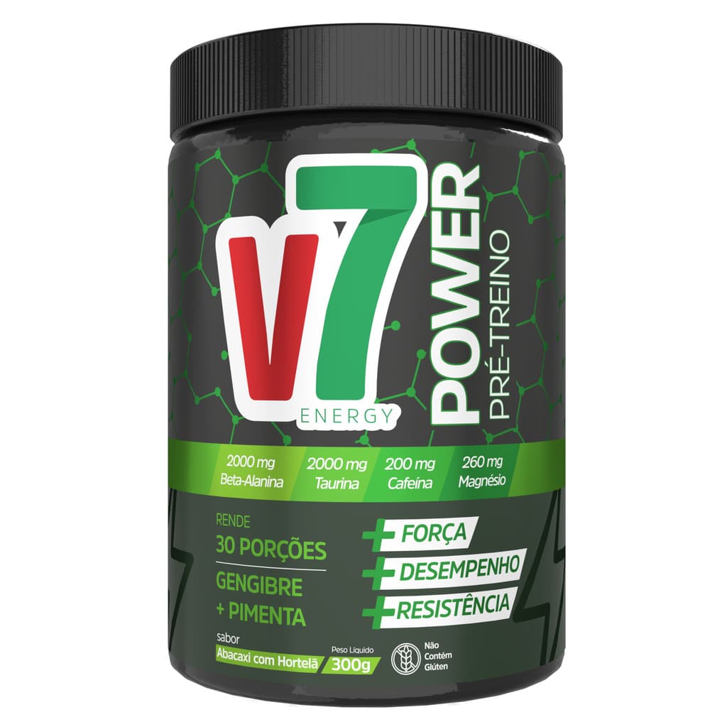 Pré Treino V7 Power 300g Abacaxi com Hortelã
