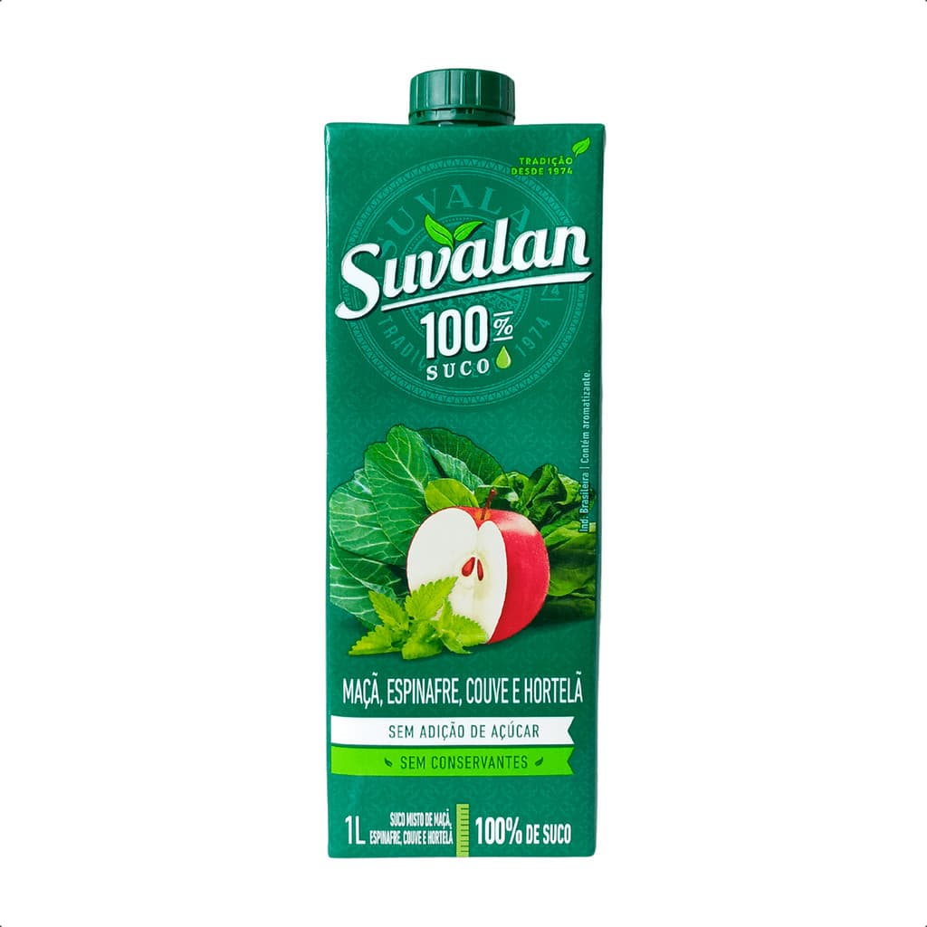 Suco Suvalan Maçã Espinafre Couve Hortelã 1L Natural