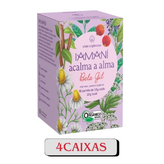 Chá Orgânico Acalma A Alma 4 cxs Bela Gil 15 Sachês Iamaní