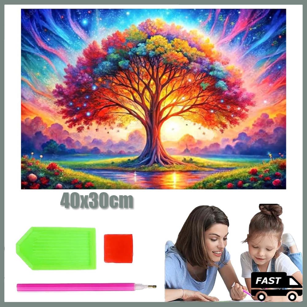 40x30cm 5D DIY Árvore arco-íris Quadrado Pintura Com Diamante Broca Completa Arte Artesanato Decoração Diamond Painting