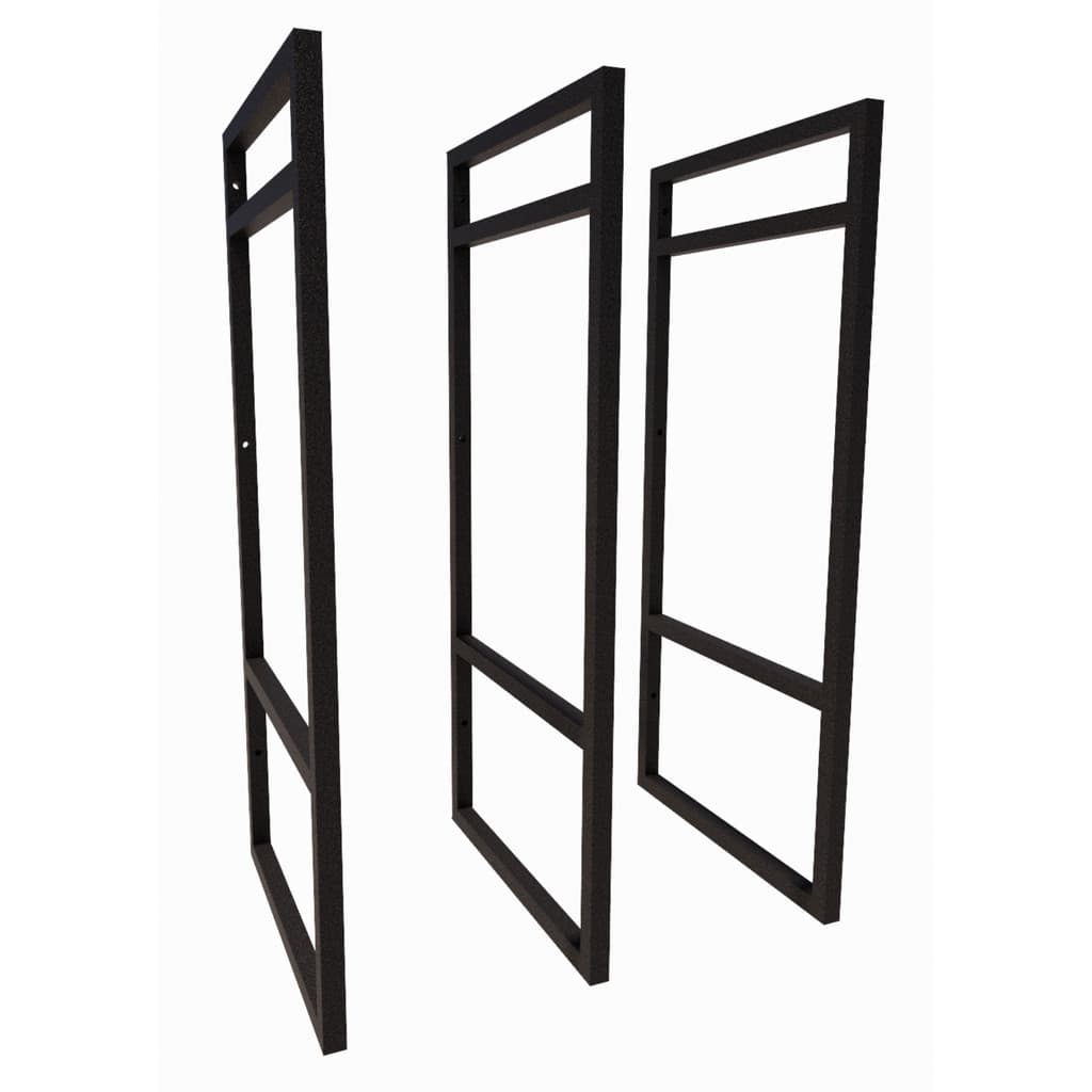 3 suporte prateleira nicho duplo industrial 60x28cm aço parede teto suspensa preto fosco industrial