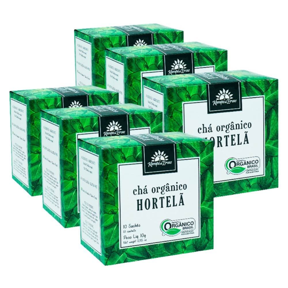 Kit Hortelã Chá Orgânico Menta 10 sachês cada Kampo de Ervas