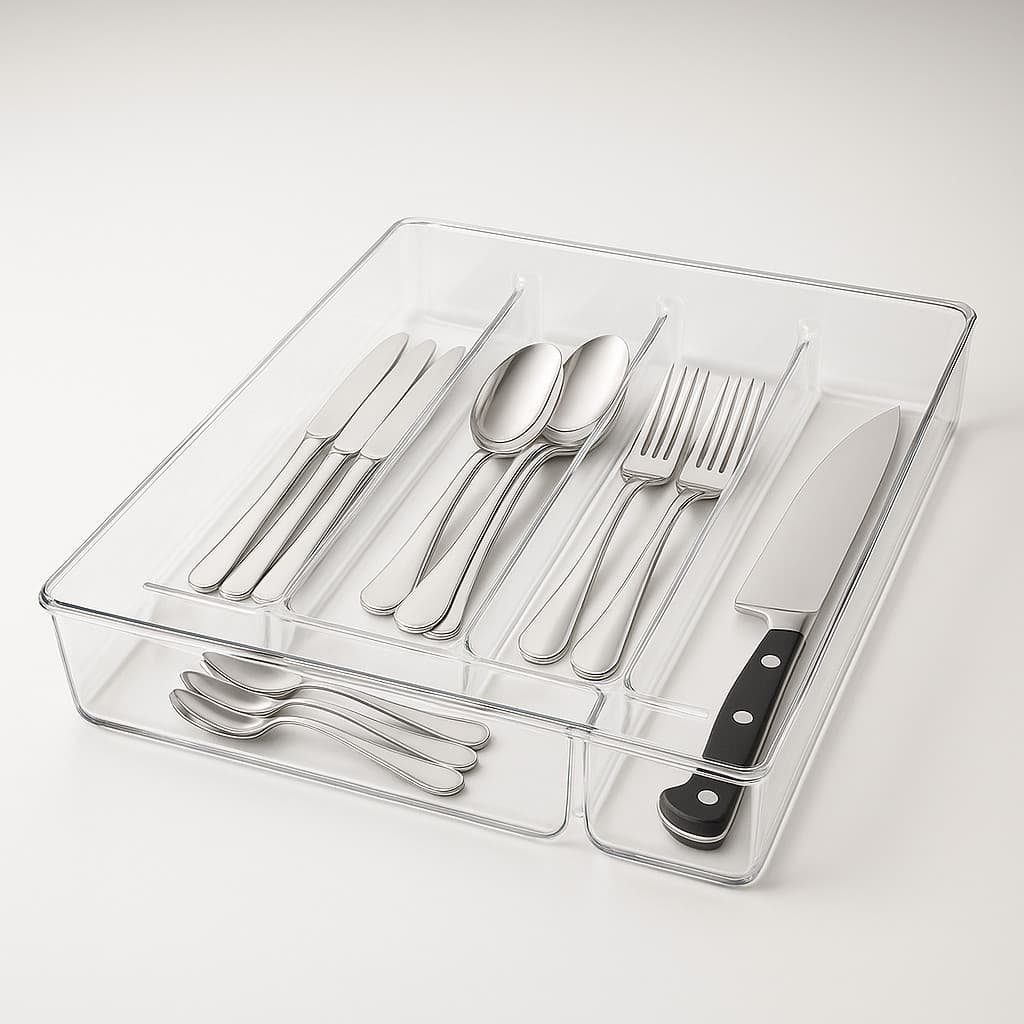 Organizador de Talheres para Gaveta com 5 Divisórias Multiuso para Cozinha Organizada