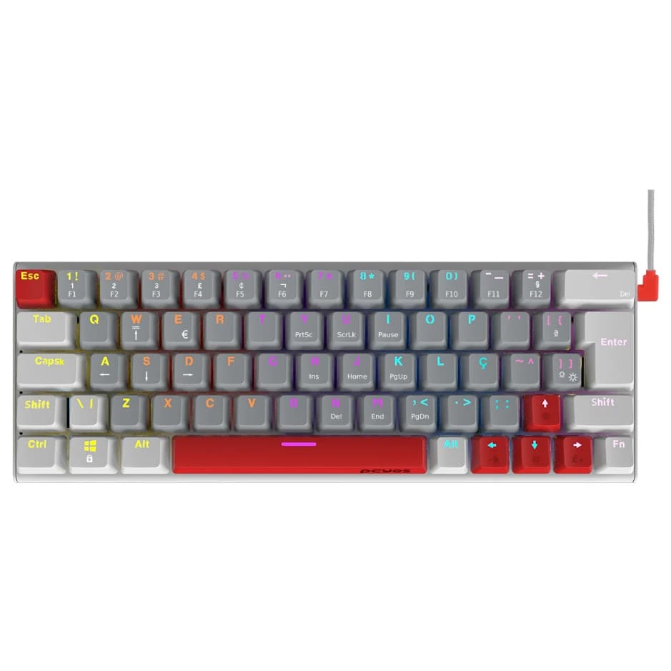 Teclado Gamer Mecanico 60% PCYES Kuromori White Ghost Switch Red