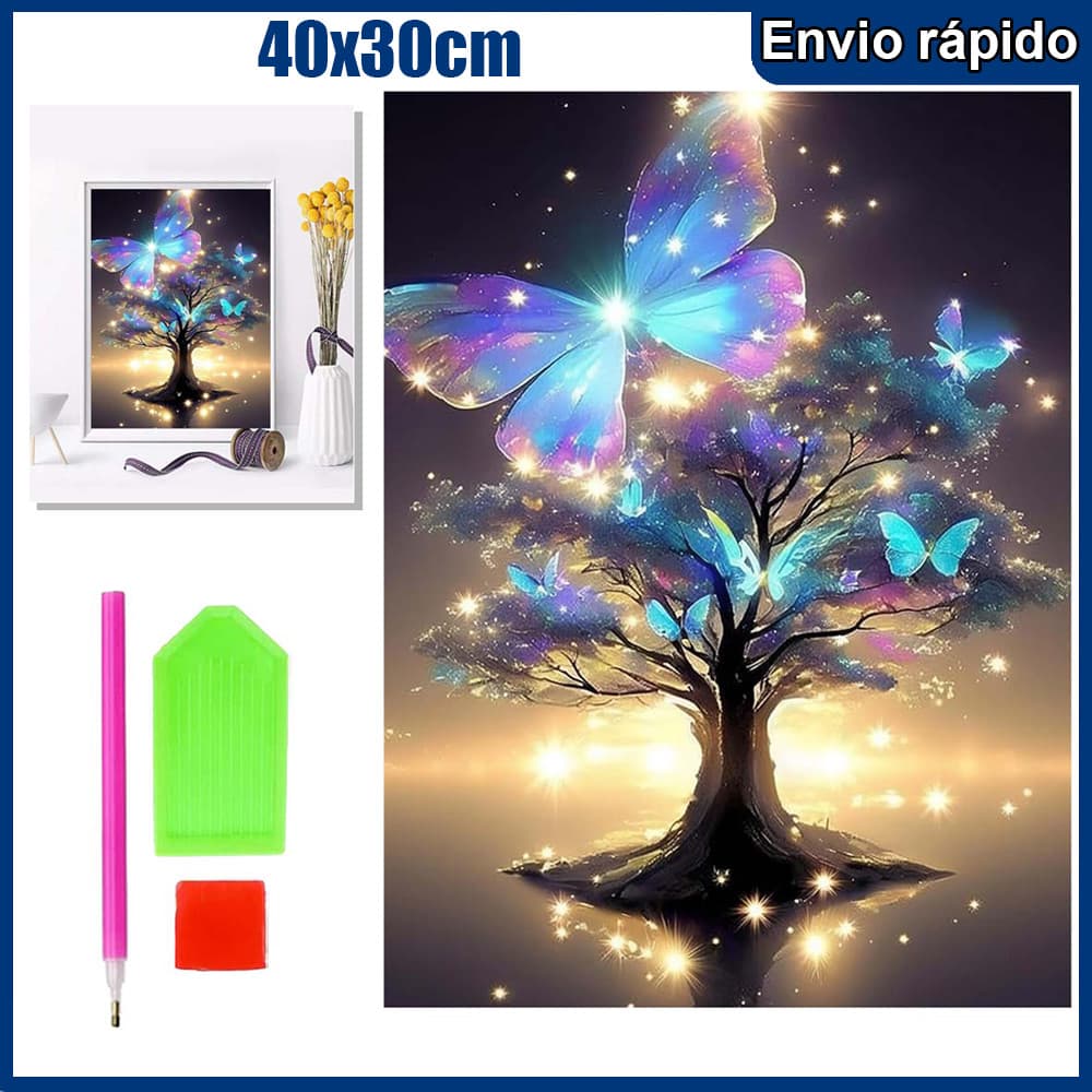 40x30cm Borboletas e árvores Pintura Diamante 5D Pintura de Diamante Kits De Pintura Diamante Para Adultos Quadrado
