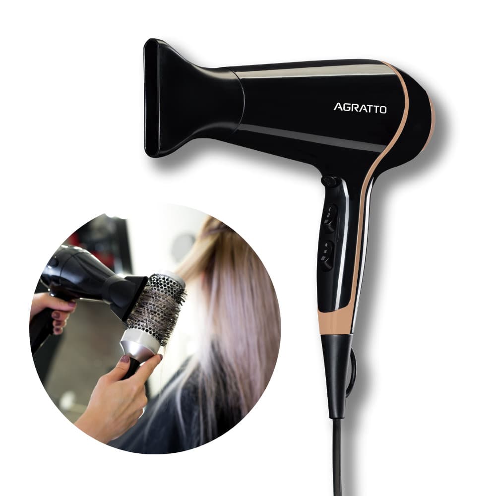 Secador de Cabelos Della 127v 1900W Preto Agratto SC-01 Profissional Cabelo Progressiva Salão Beleza