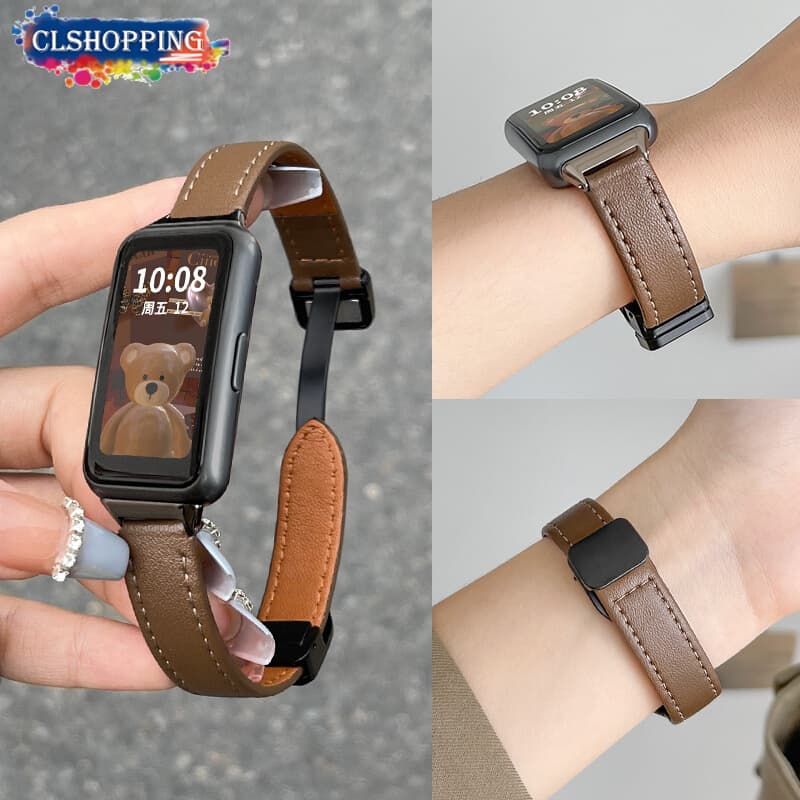 Pulseira De Couro Para Huawei band 10 9 8 NFC Magnética Banda 7 Relógio Ajuste 3 Smartwatch Esporte Cinto Mulher Homem