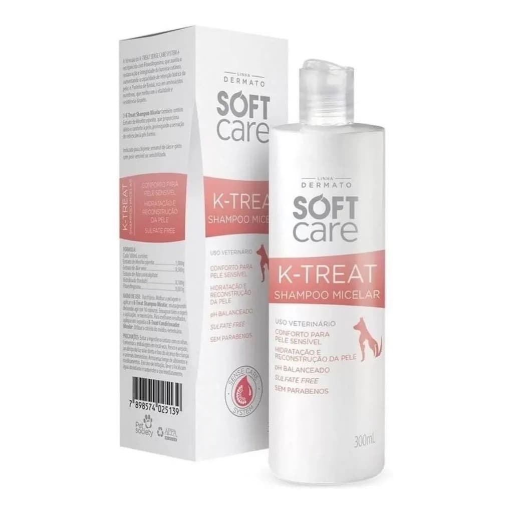 Shampoo Soft Care K-Treat Micelar 300ml Para Cães e Gatos