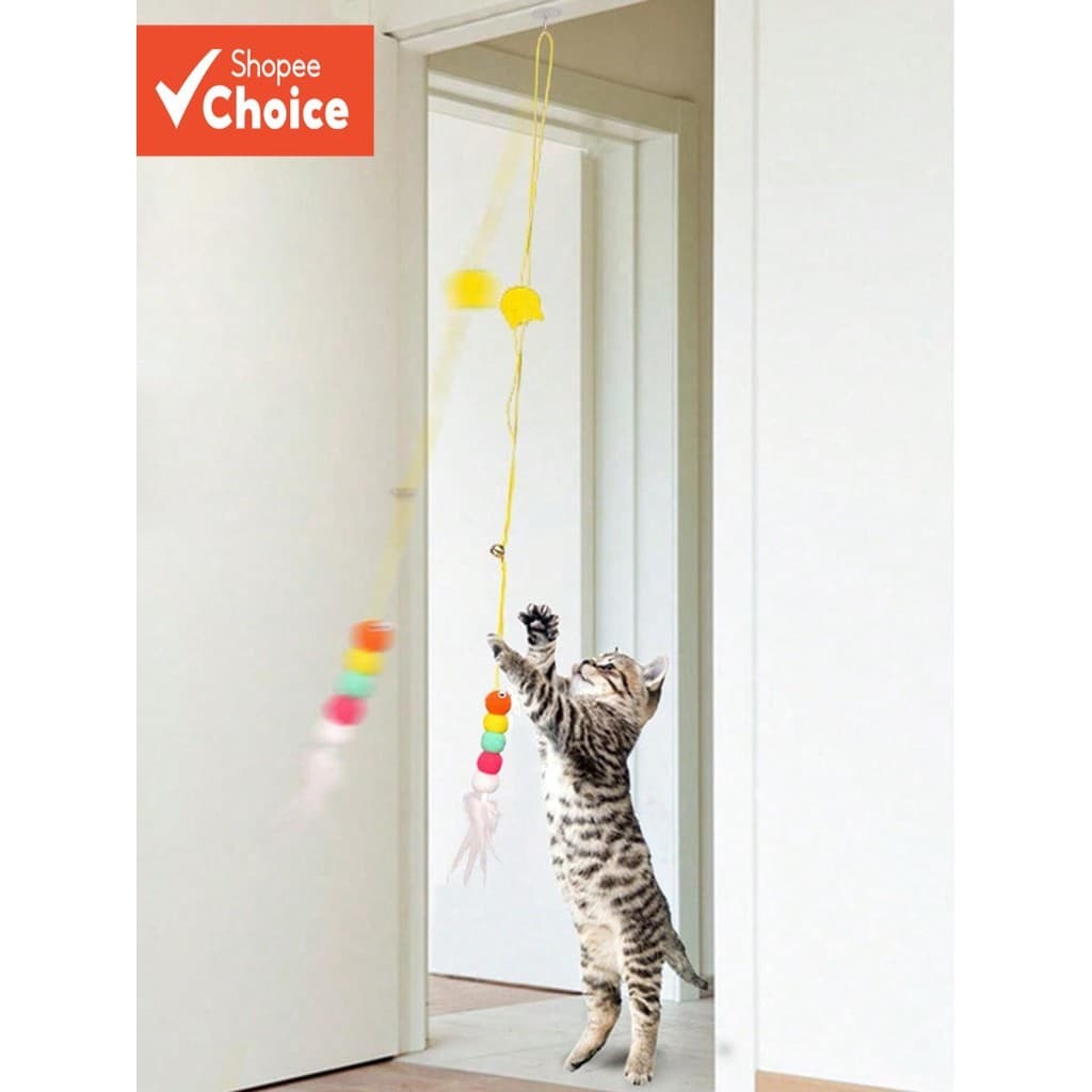 Brinquedo Interativo Para Gatos – Varinha De Penas Suspensa Diversão Automática E Balançando