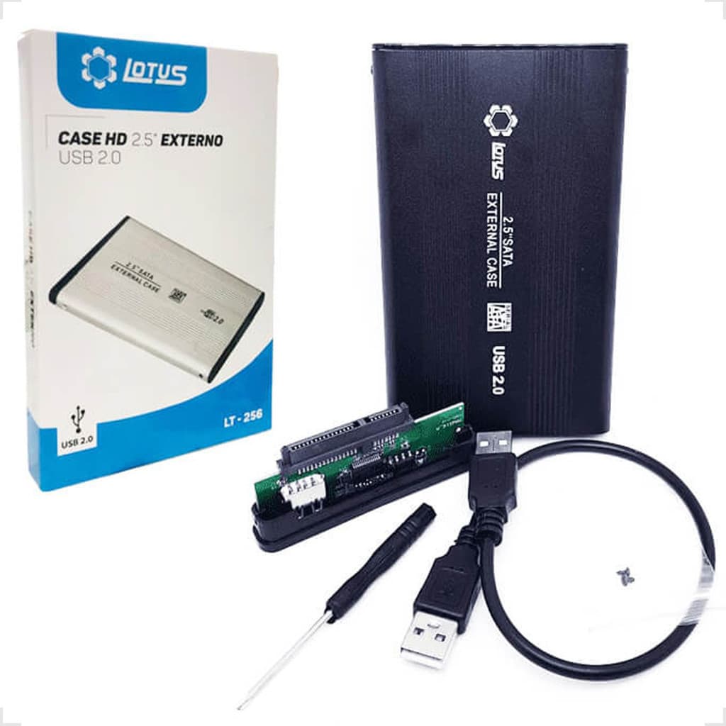 Case Gaveta Para Hd SSD Externo Adaptador Sata 2.5” Usb 2.0 Slim Para Notebook Pc - Lotus LT256